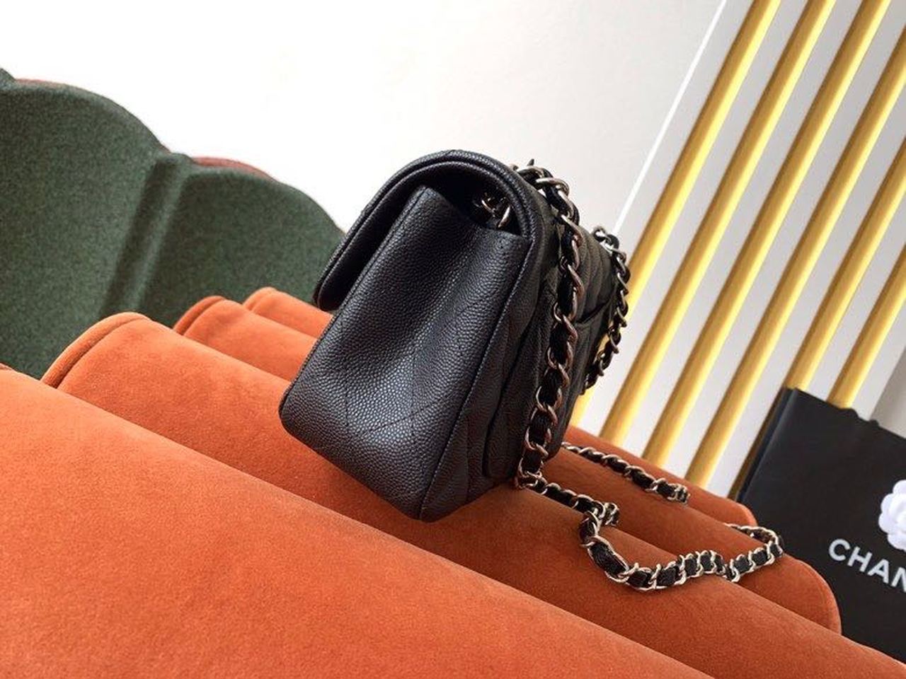 ChanelSmall Classic Handbag Rose Gold Toned Hardware Black For Women Bags, Shoulder and Crossbody Bags 7.8in/20cm A01113