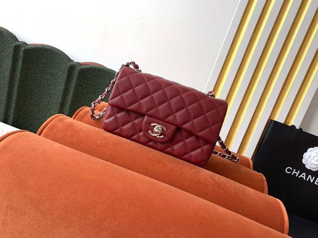 Chanel Classic HandBag SiLouis Vuittoner Hardware Burgundy For Women 7.8in/20cm