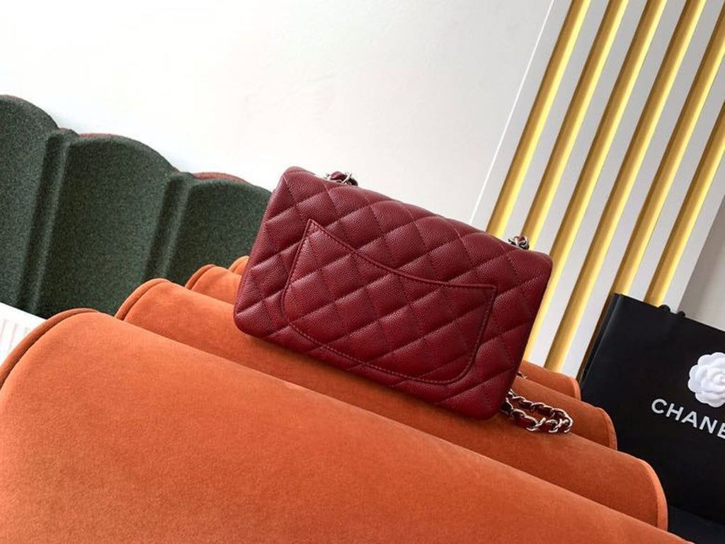 Chanel Classic HandBag SiLouis Vuittoner Hardware Burgundy For Women 7.8in/20cm