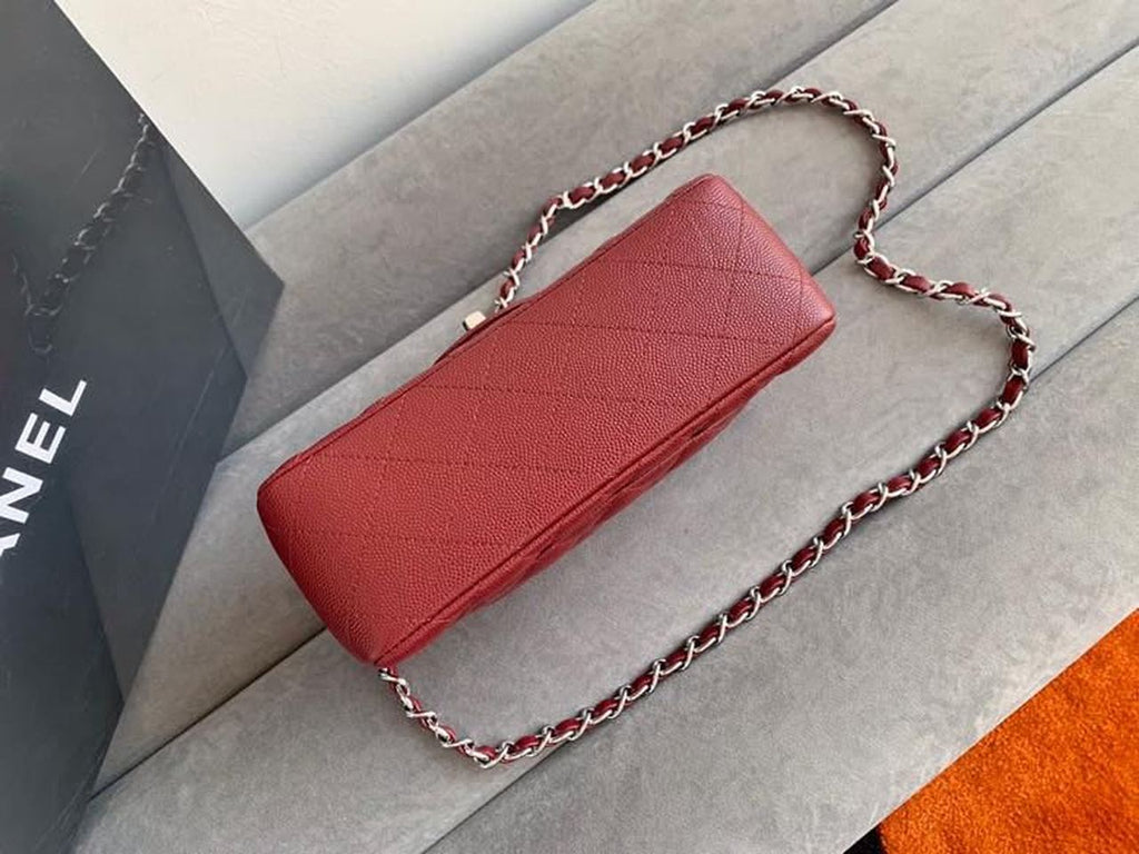 Chanel Classic HandBag SiLouis Vuittoner Hardware Burgundy For Women 7.8in/20cm