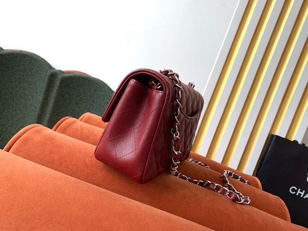 Chanel Classic HandBag SiLouis Vuittoner Hardware Burgundy For Women 7.8in/20cm