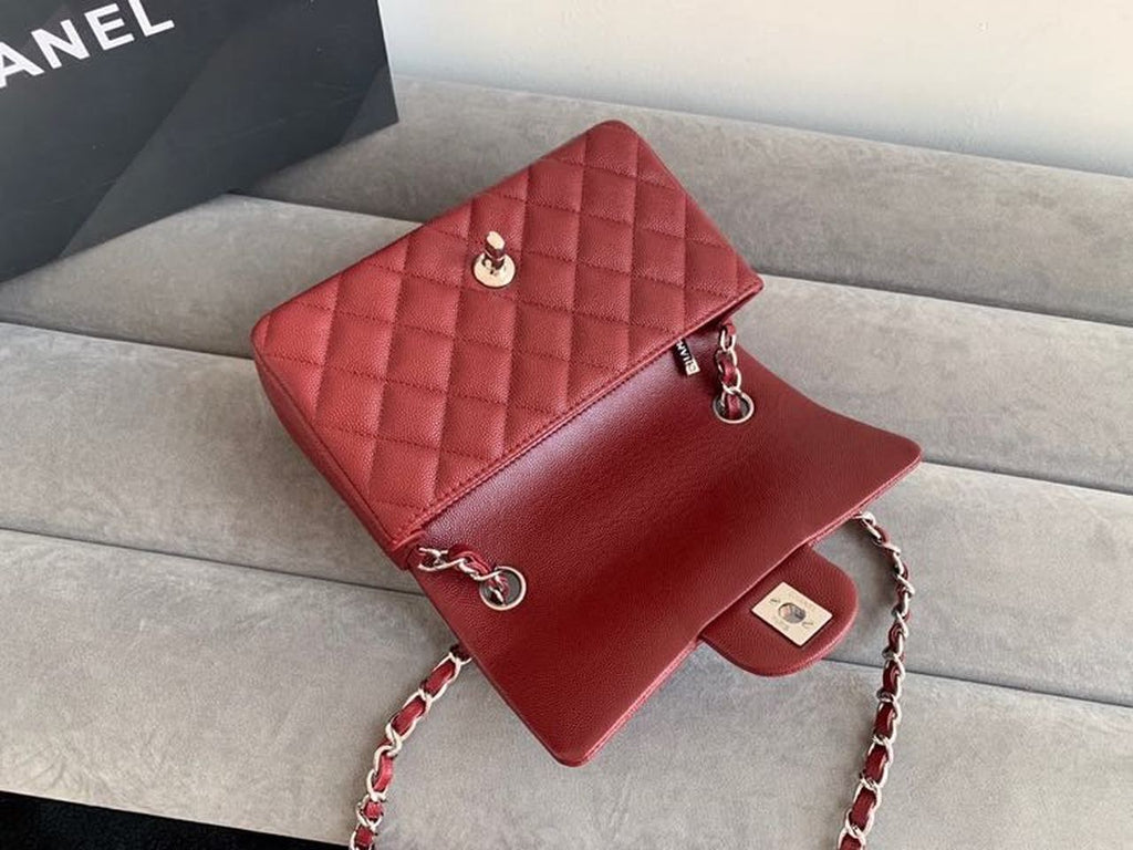 Chanel Classic HandBag SiLouis Vuittoner Hardware Burgundy For Women 7.8in/20cm