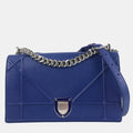 Blue Pebbled Leather Medium Diorama Shoulder Bag