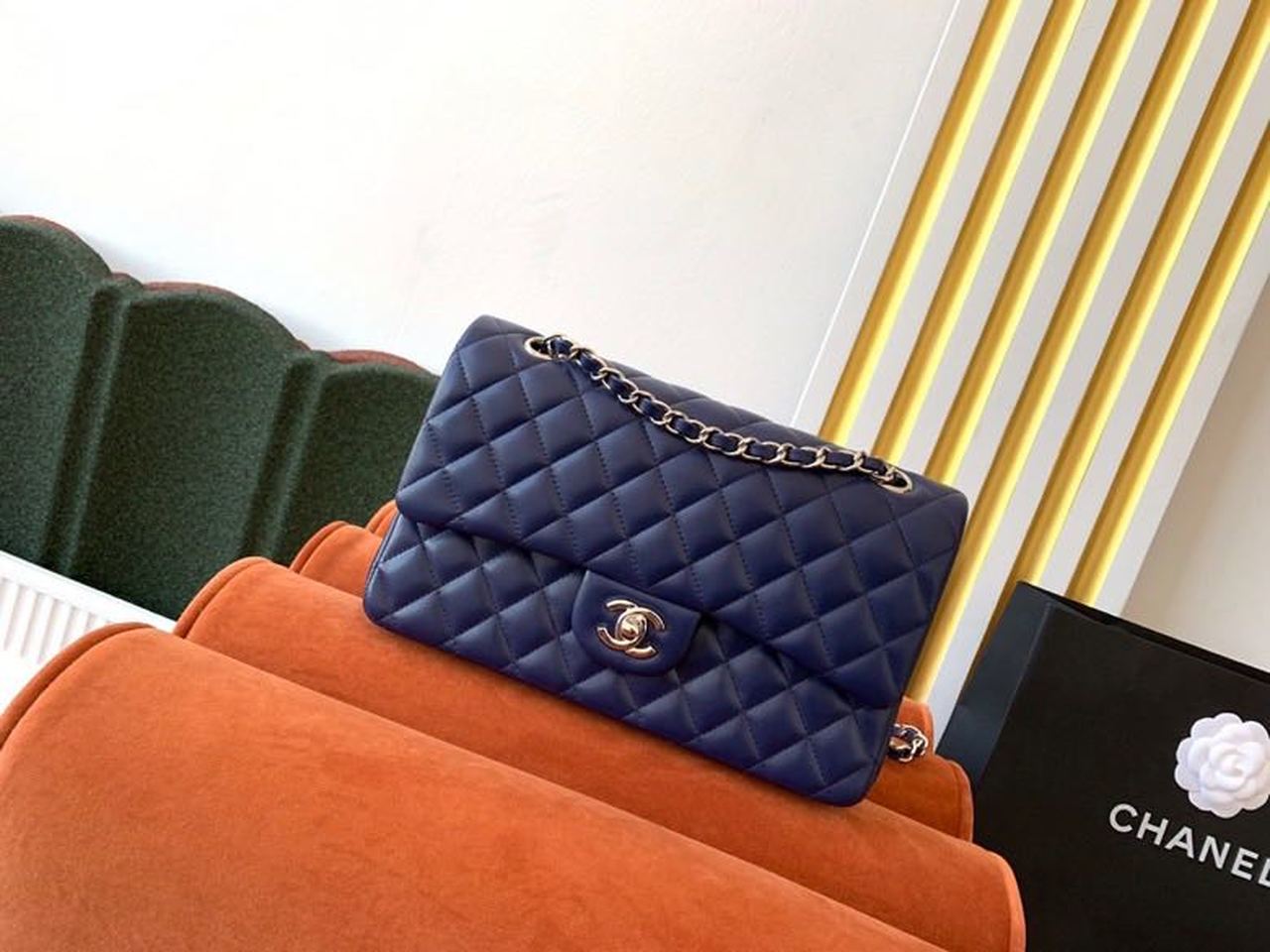 Chanel Classic Handbag Navy Blue For Women Bags, Shoulder And Crossbody Bags 10.2in/26cm A01112