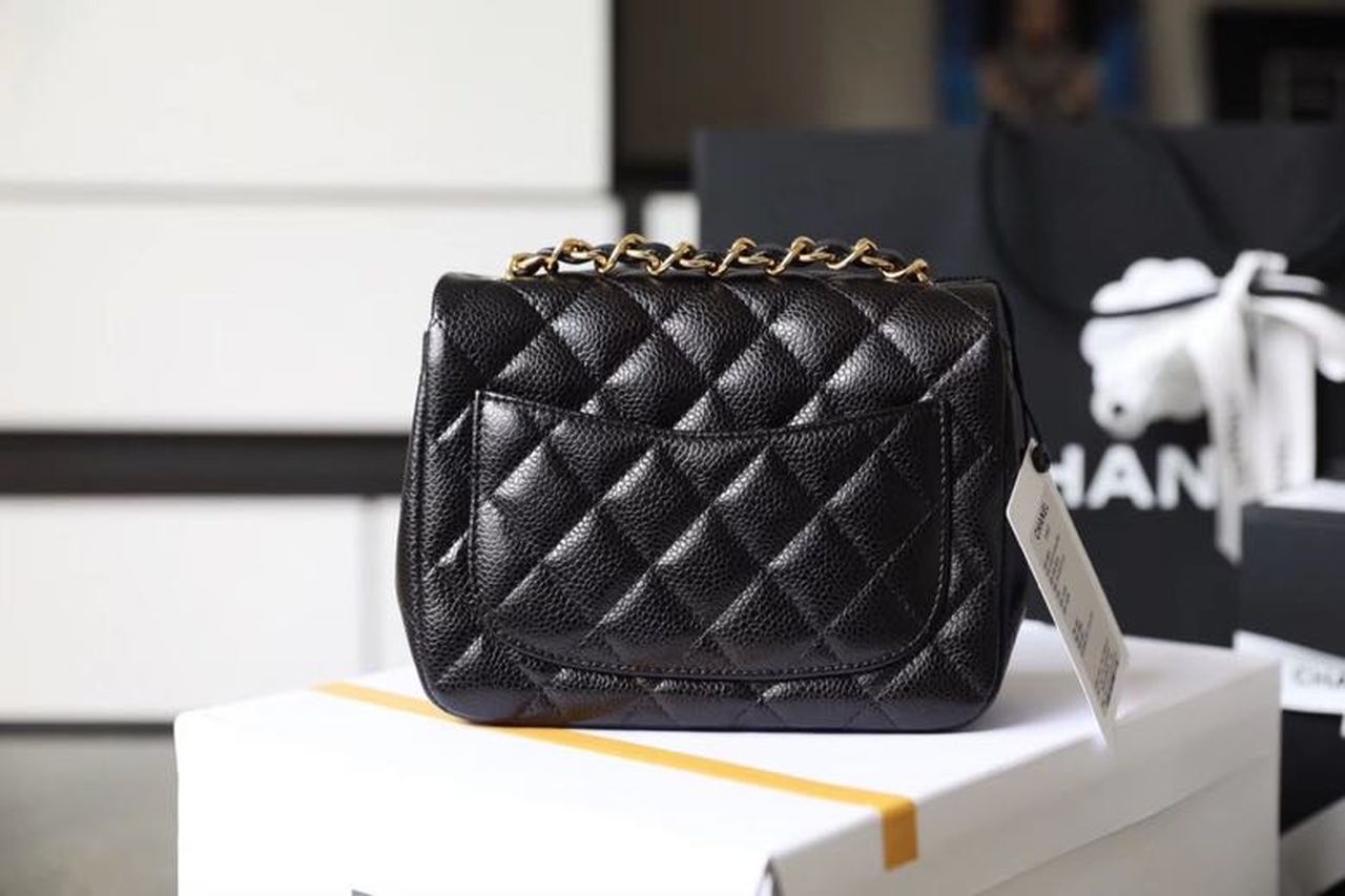 Chanel Classic Mini GlamIap Bag Gold Toned Hardware Black For Women 6.7in/17cm