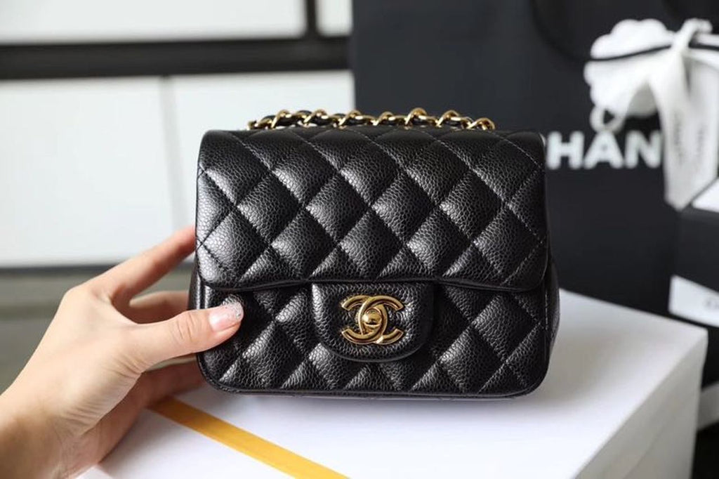 Chanel Classic Mini GlamIap Bag Gold Toned Hardware Black For Women 6.7in/17cm