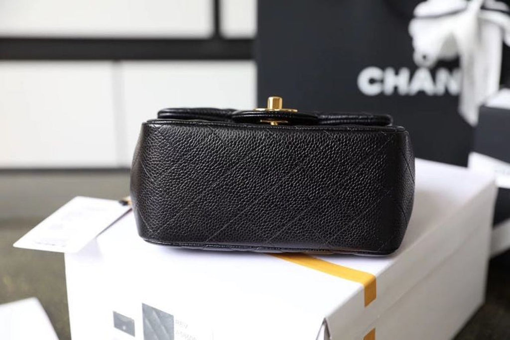 Chanel Classic Mini GlamIap Bag Gold Toned Hardware Black For Women 6.7in/17cm