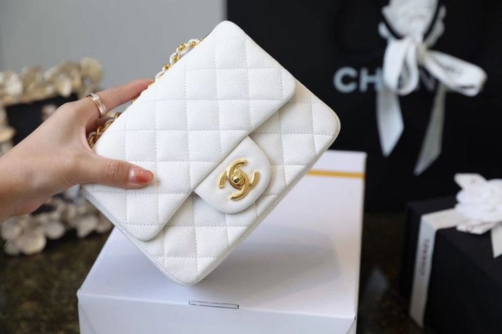 Chanel Classic Mini GlamIap Bag Golden Hardware White For Women 6.6in/17cm A35200