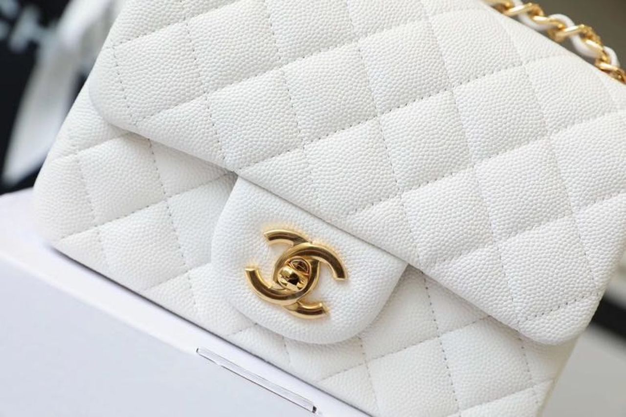 Chanel Classic Mini GlamIap Bag Golden Hardware White For Women 6.6in/17cm A35200