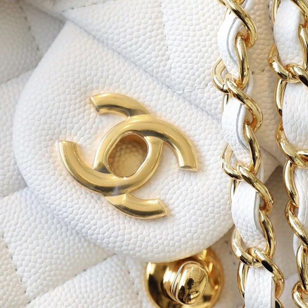 Chanel Classic Mini GlamIap Bag Golden Hardware White For Women 6.6in/17cm A35200