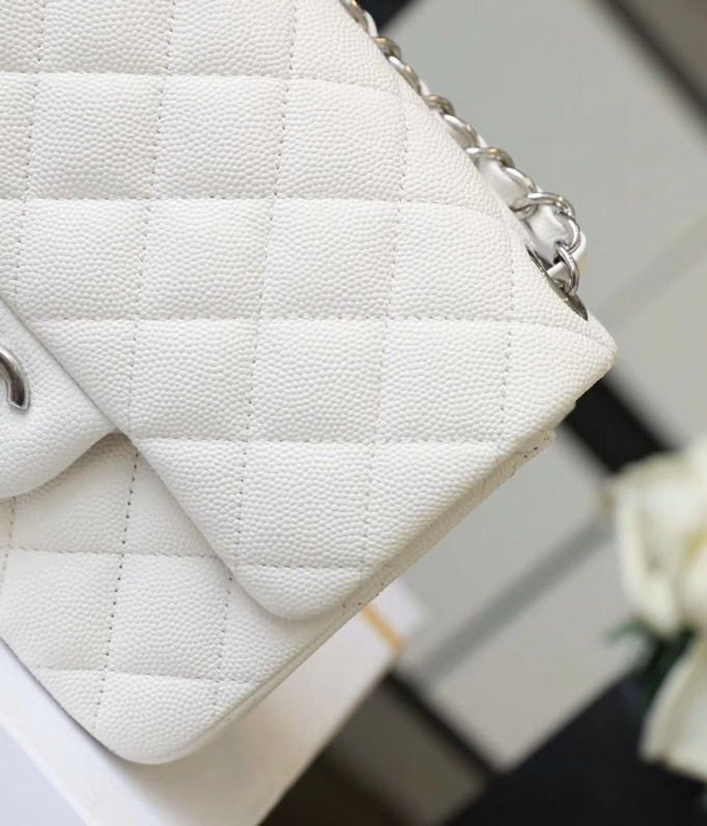 Chanel Classic Mini GlamIap Bag SiLouis Vuittoner Hardware White For Women 6.6in/17cm A35200