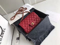 Chanel Classic HandBag With Charm Chain Chanel Gold Toned Hardware Red For Women