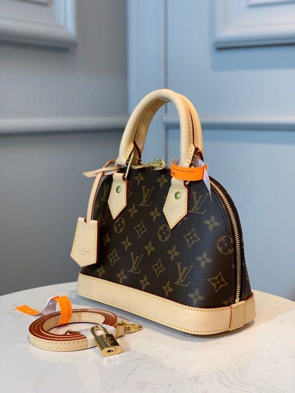 Louis Vuitton Alma BB Monogram Canvas Beige For Women,  Shoulder And Crossbody Bags 9.2in/23.5cm Louis Vuitton M53152