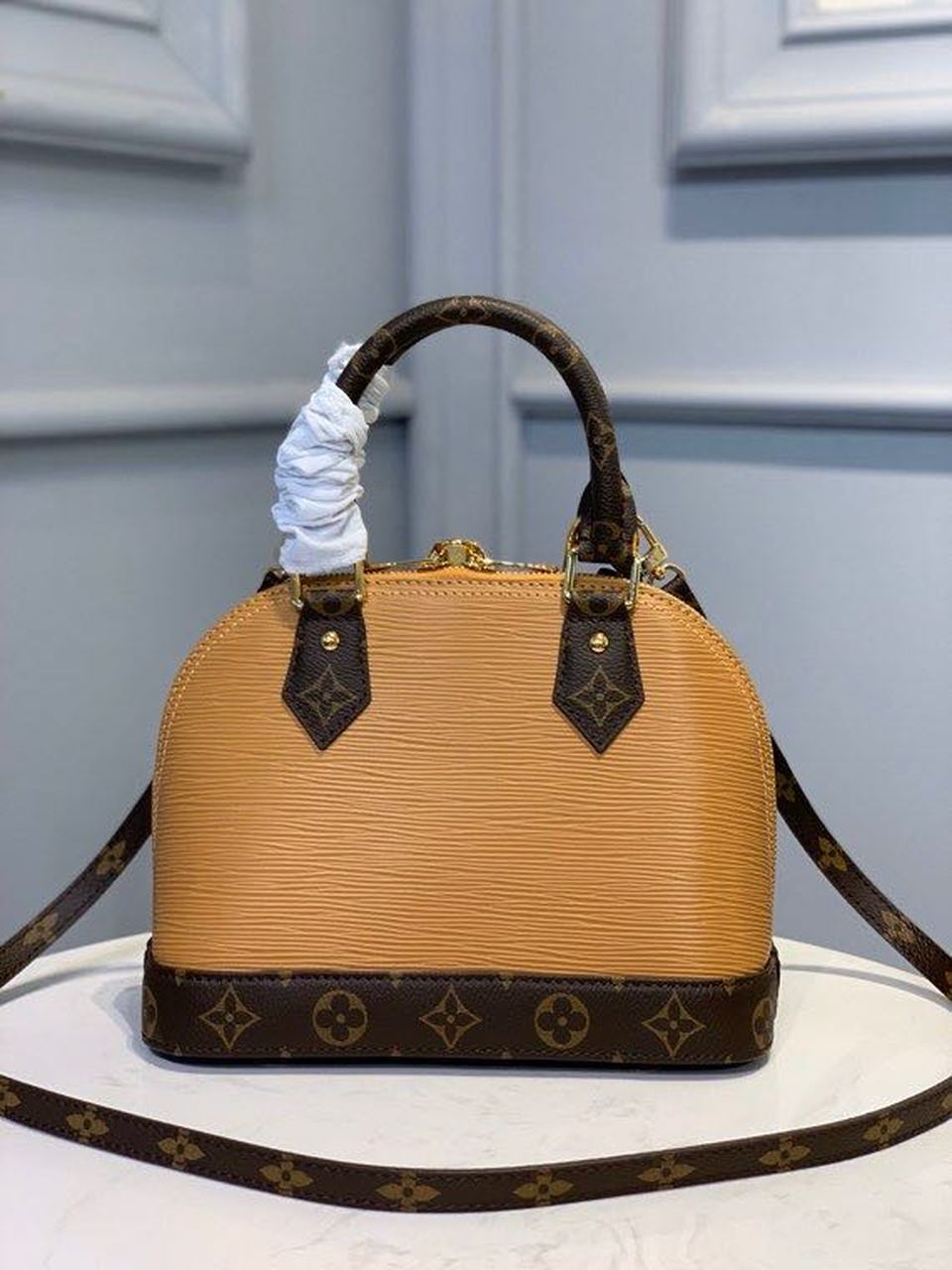 Louis Vuitton Alma Epi/Monogram Canvas Caramel For Women, WomenÃƒÂ¢Ã¢â€šÂ¬Ã¢â€žÂ¢s Handbags, Shoulder And Crossbody Bags 9.8in/25cm Louis Vuitton
