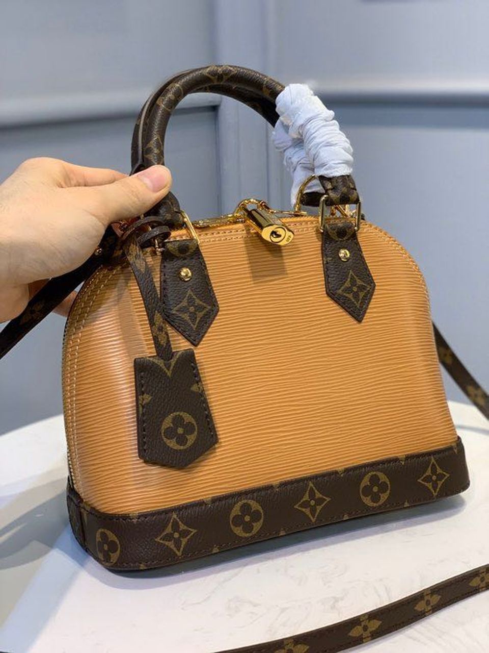 Louis Vuitton Alma Epi/Monogram Canvas Caramel For Women, WomenÃƒÂ¢Ã¢â€šÂ¬Ã¢â€žÂ¢s Handbags, Shoulder And Crossbody Bags 9.8in/25cm Louis Vuitton
