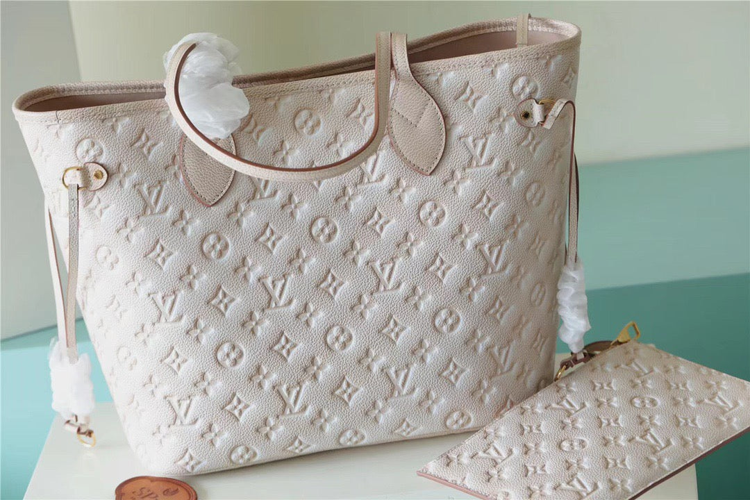 Louis Vuitton Neverfull MM Monogram Empreinte Pale Beige For Women,  Shoulder and Crossbody Bags 12.2in/31cm Louis Vuitton M46231