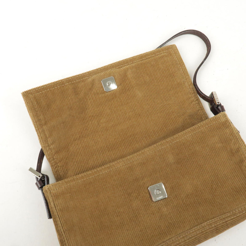 FENDI Corduroy Shoulder Bag Hand Bag Brown 26776 Brown
