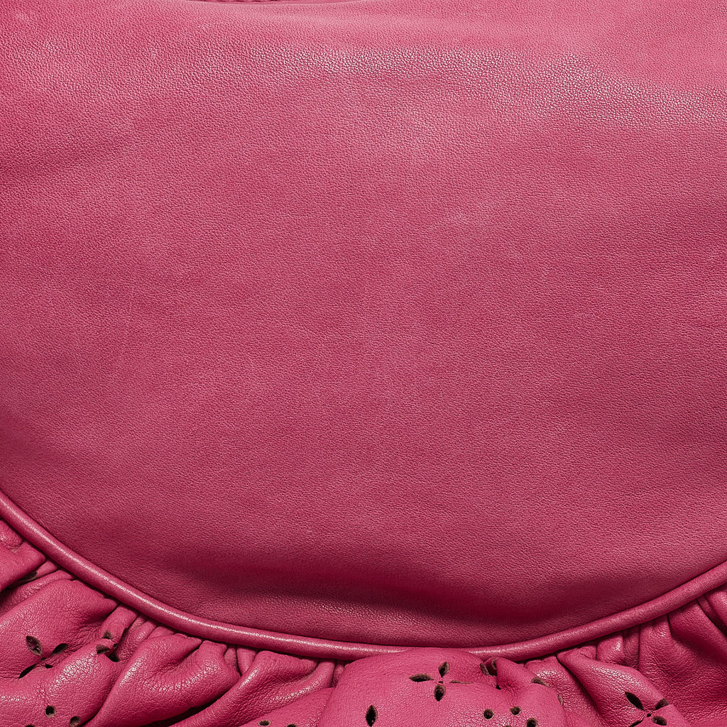 Dior Pink Leather Gipsy Ruffle Hobo