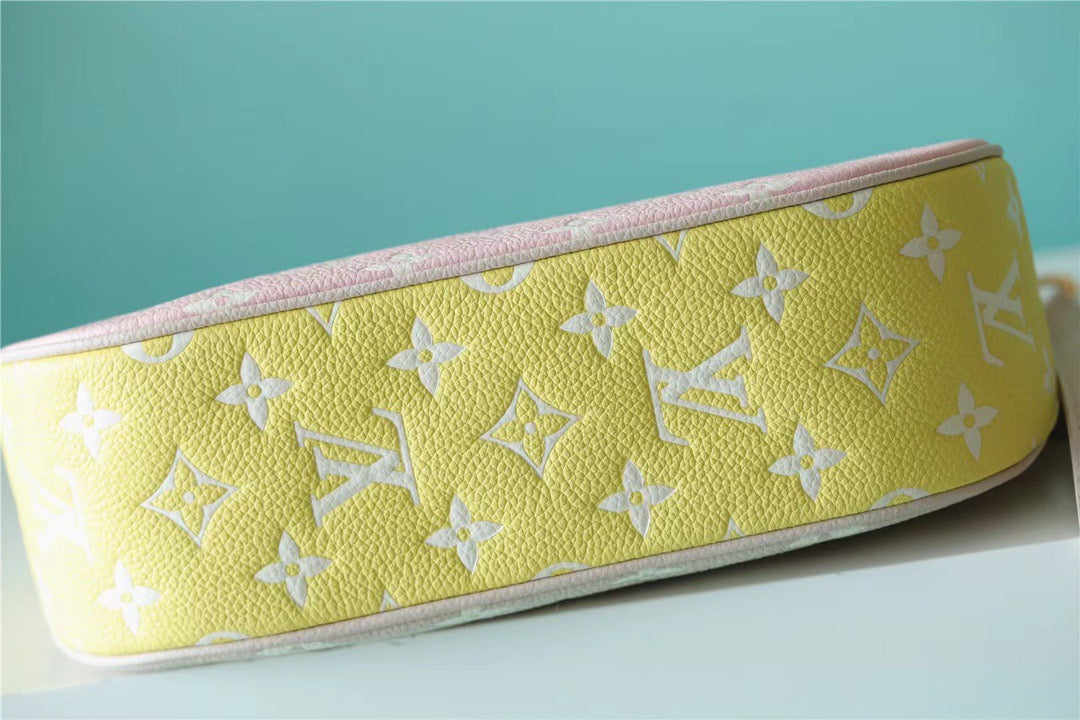 Louis Vuitton Bagatelle Monogram Empreinte Beige / Pink / Yellow For Women,  Shoulder And Crossbody Bags 22cm/8.7in Louis Vuitton M46113