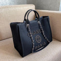 Chanel Large Deauville Pearl Tote Bag Black For Women, Women’s Handbags, Shoulder Bags 15in/38cm A66941
