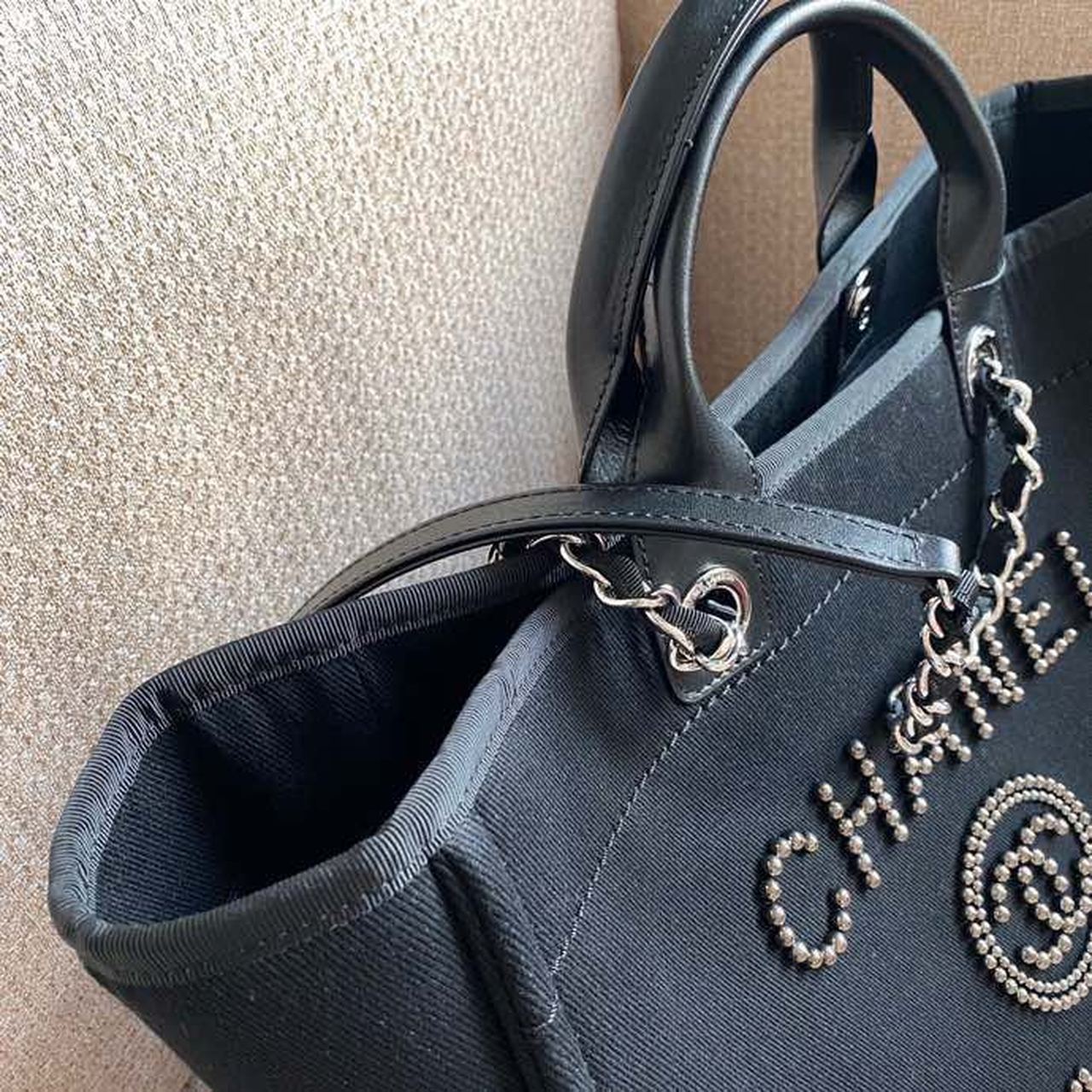 Chanel Large Deauville Pearl Tote Bag Black For Women Handbags, Shoulder Bags 15in/38cm A66941