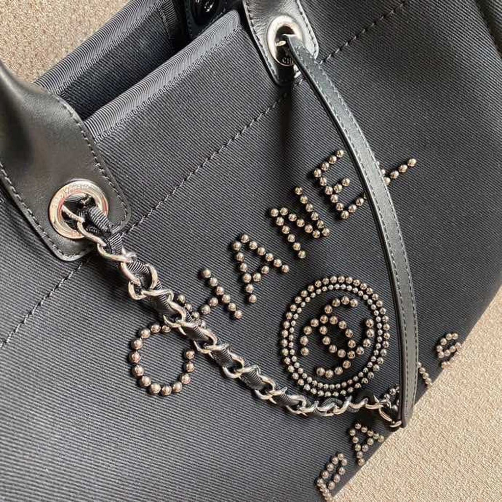 Chanel Large Deauville Pearl Tote Bag Black For Women Handbags, Shoulder Bags 15in/38cm A66941