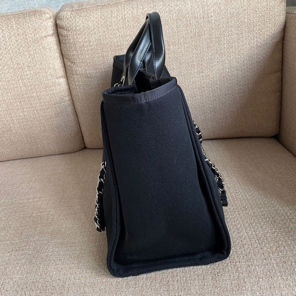 Chanel Large Deauville Pearl Tote Bag Black For Women Handbags, Shoulder Bags 15in/38cm A66941