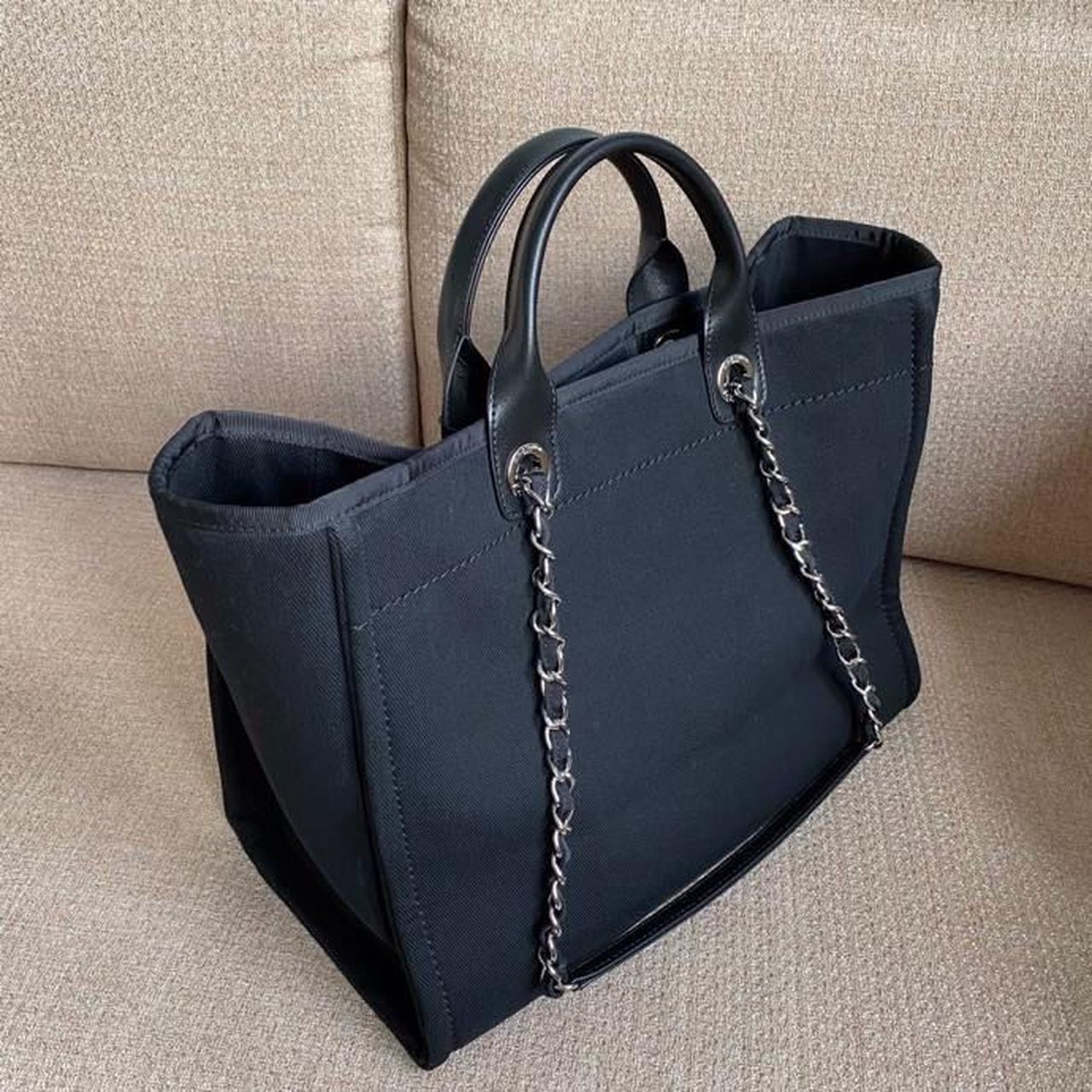 Chanel Large Deauville Pearl Tote Bag Black For Women Handbags, Shoulder Bags 15in/38cm A66941