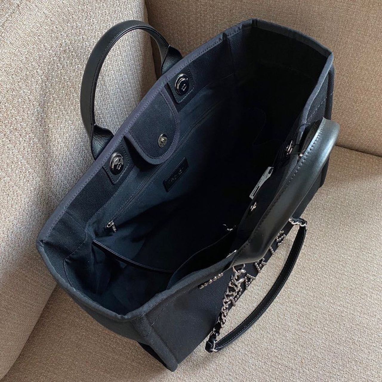Chanel Large Deauville Pearl Tote Bag Black For Women Handbags, Shoulder Bags 15in/38cm A66941
