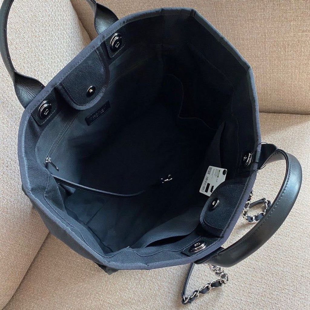 Chanel Large Deauville Pearl Tote Bag Black For Women Handbags, Shoulder Bags 15in/38cm A66941