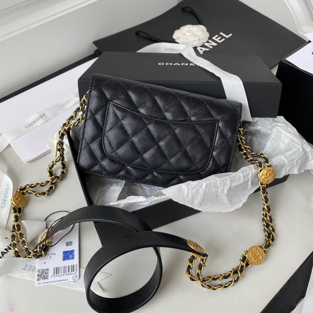 Chanel Clutch With Chain Gold Hardware Black For Women Handbags, Shoulder Bags 7.1in/18cm AP2860