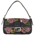 Fendi Navy Denim Floral Baguette Handbag