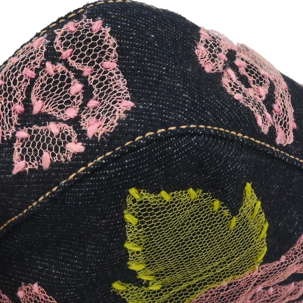 Fendi Navy Denim Floral Baguette Handbag