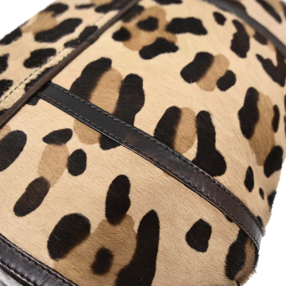 Celine Brown Pony Hair Leopard Print Shoulder Bag