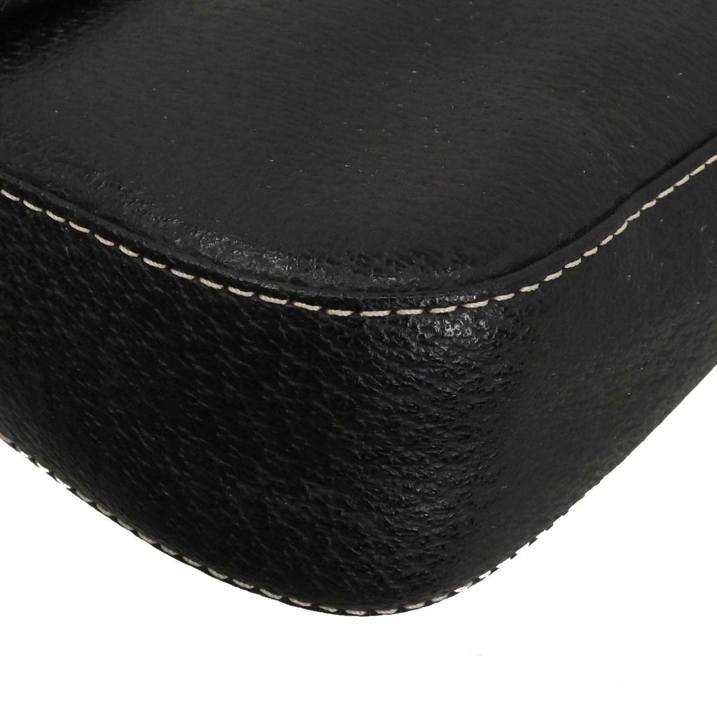 Fendi Black Leather Baguette Handbag