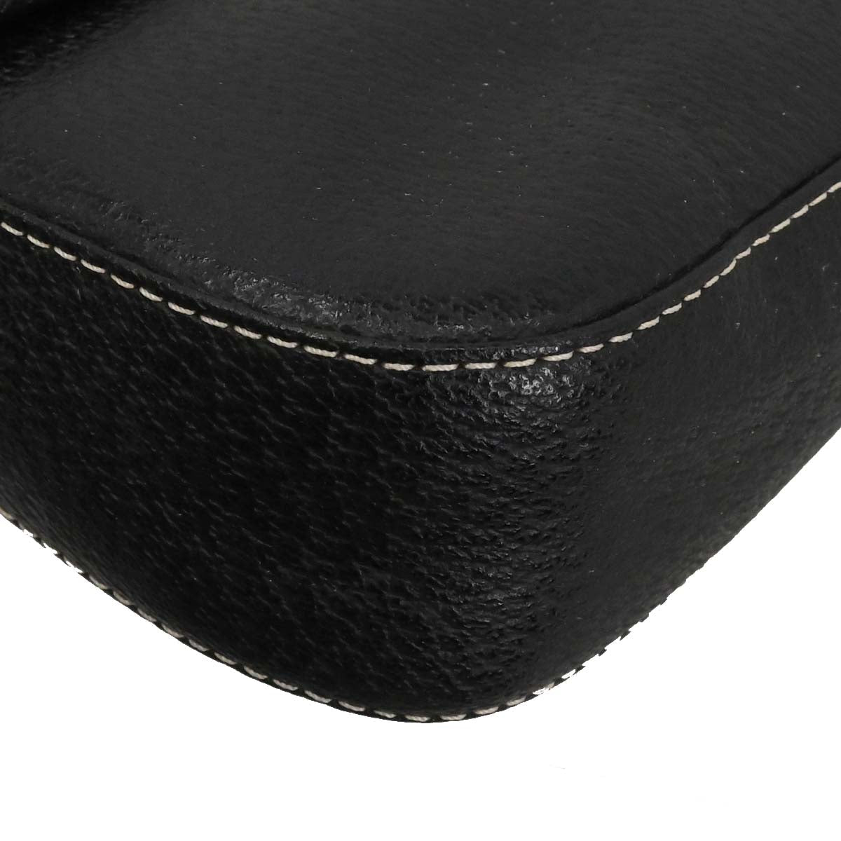 Fendi Black Leather Baguette Handbag