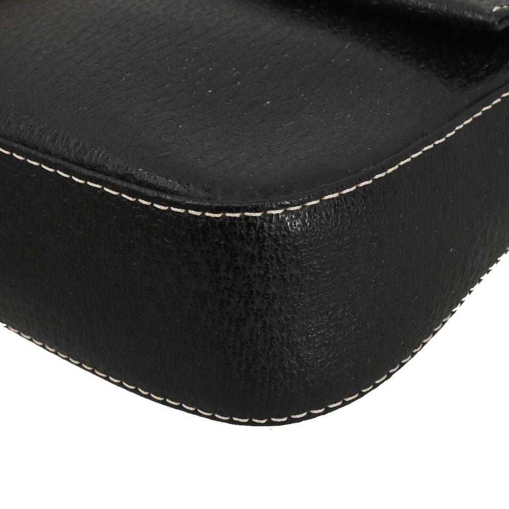 Fendi Black Leather Baguette Handbag