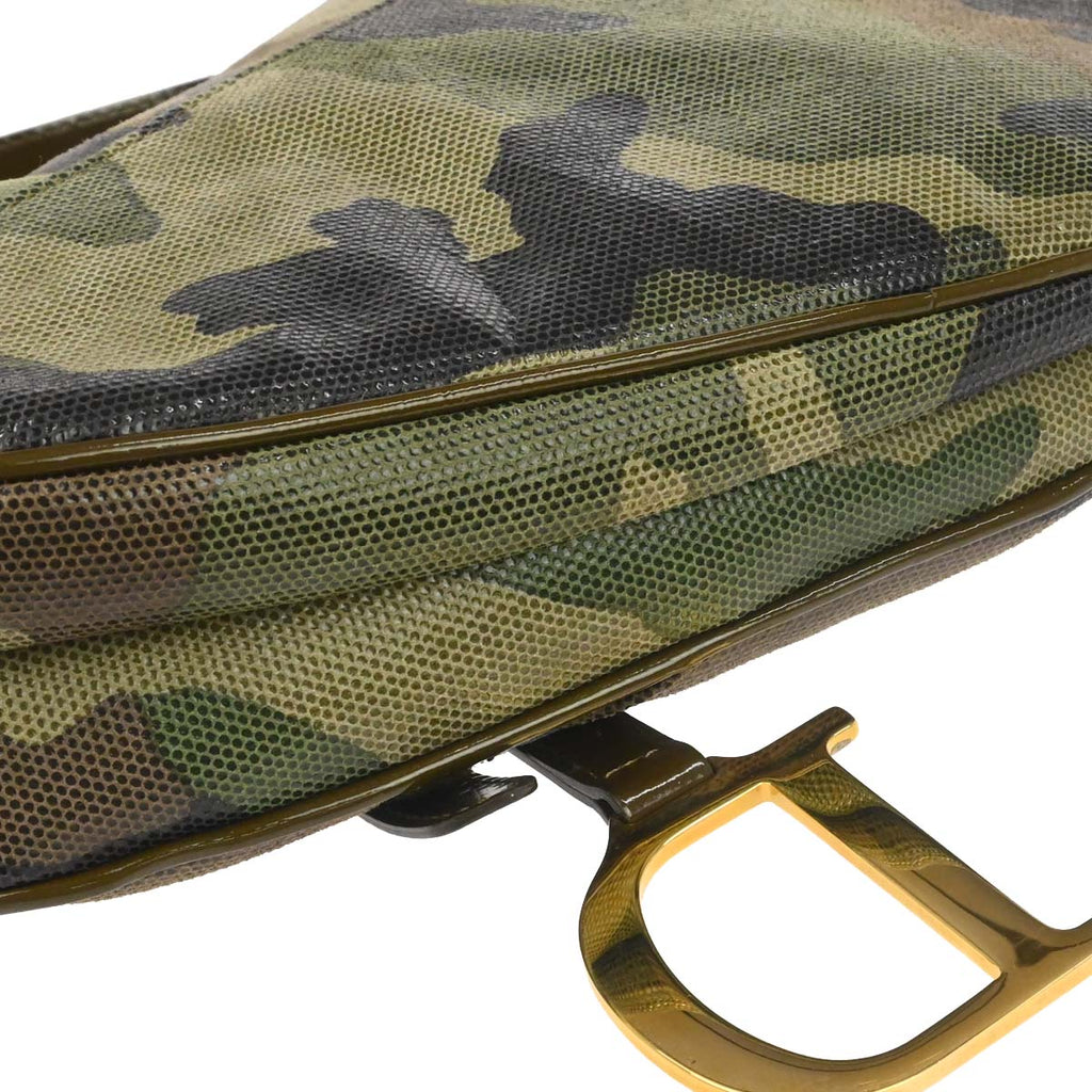 Christian Dior Green Camouflage Saddle Handbag