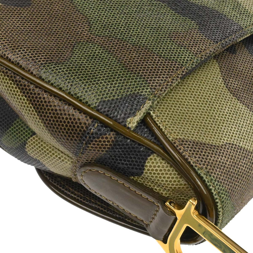 Christian Dior Green Camouflage Saddle Handbag