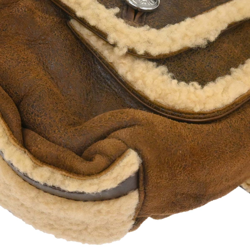 Christian Dior Brown Mouton Flight Handbag