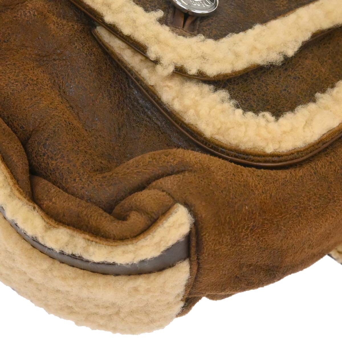 Christian Dior Brown Mouton Flight Handbag