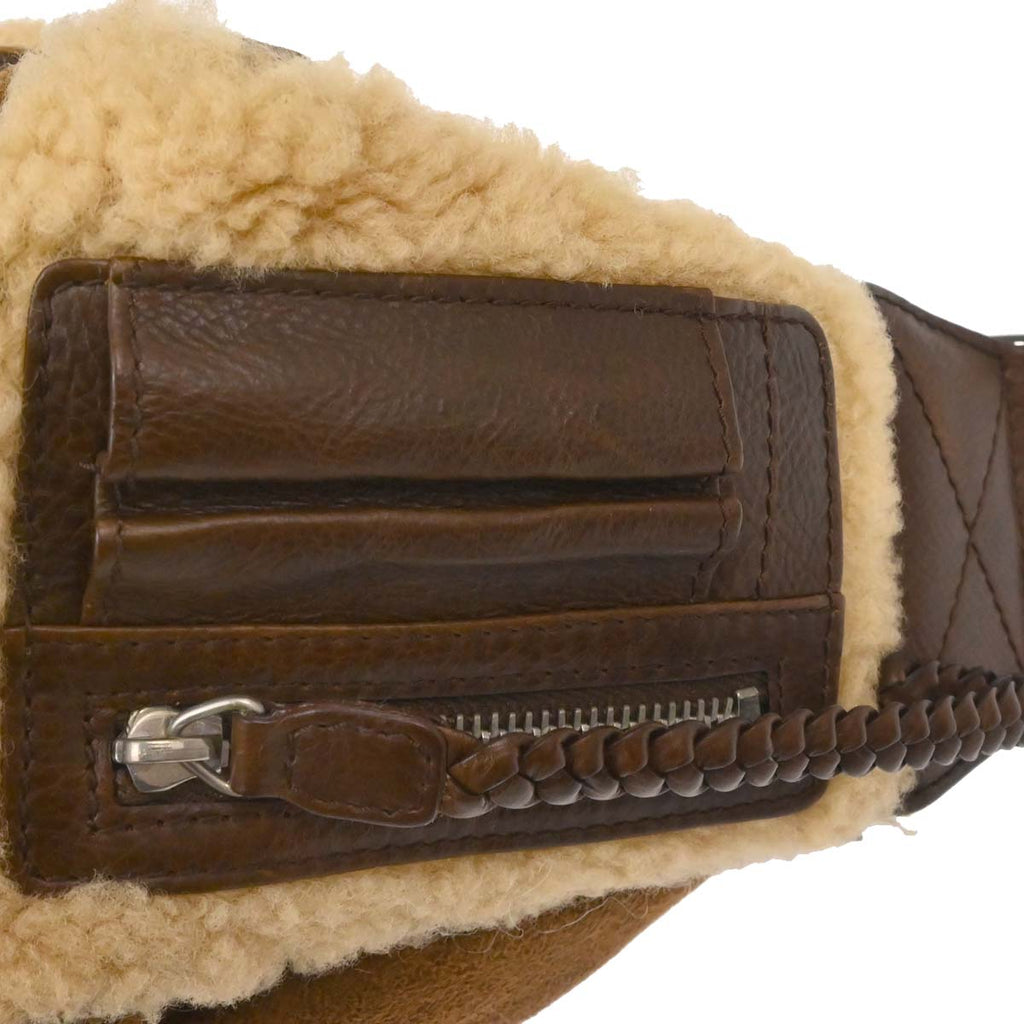 Christian Dior Brown Mouton Flight Handbag