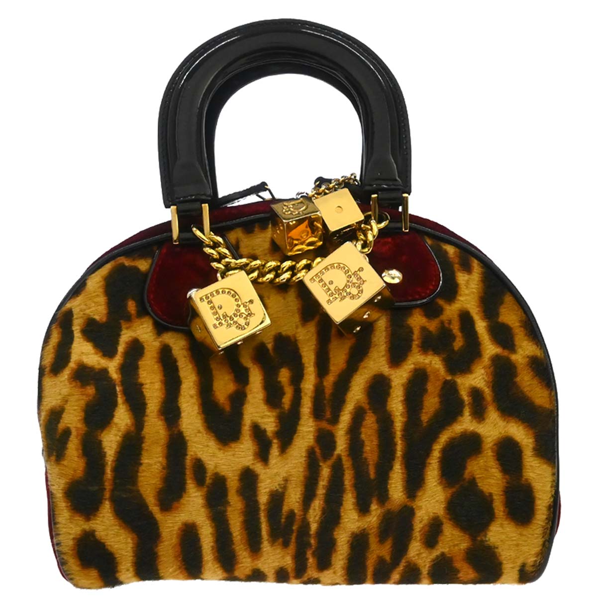 Christian Dior Brown Pony Hair Gambler Dice Handbag