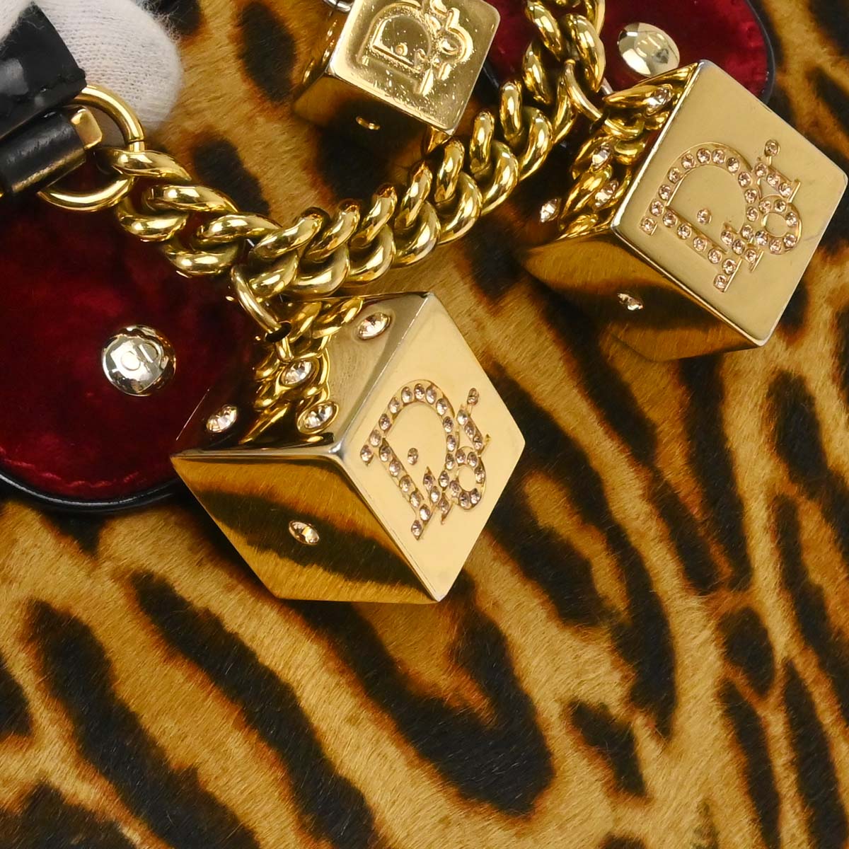 Christian Dior Brown Pony Hair Gambler Dice Handbag