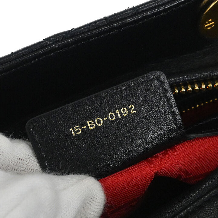 Christian Dior Black Lambskin Medium Lady Dior Cannage 2way Shoulder Handbag