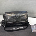 Niki MeGLAMIum Crinkled Shoulder Bag Black For Women 11in/28cm YSL