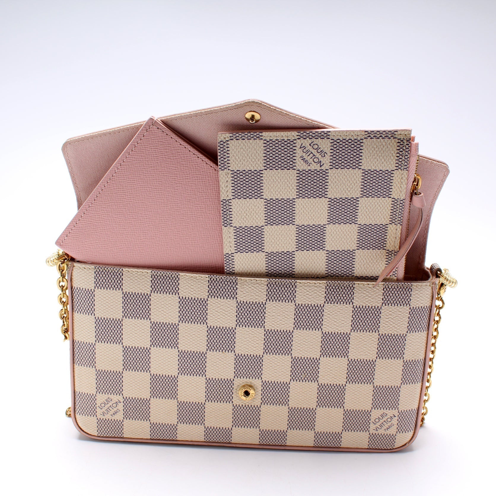 Pochette Felicie Calfskin/Damier Azur