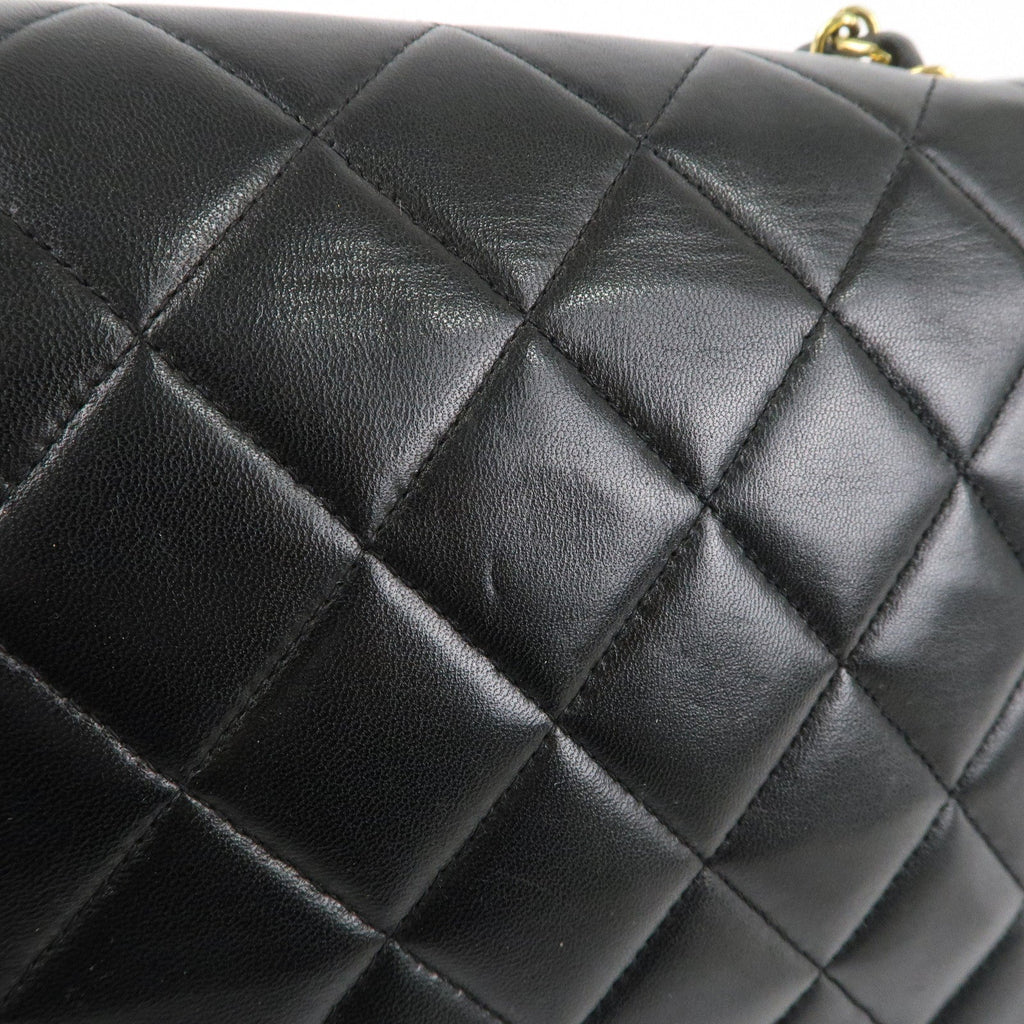 CHANEL Matelasse Lambskin Diana Chain Shoulder Bag Black A01165