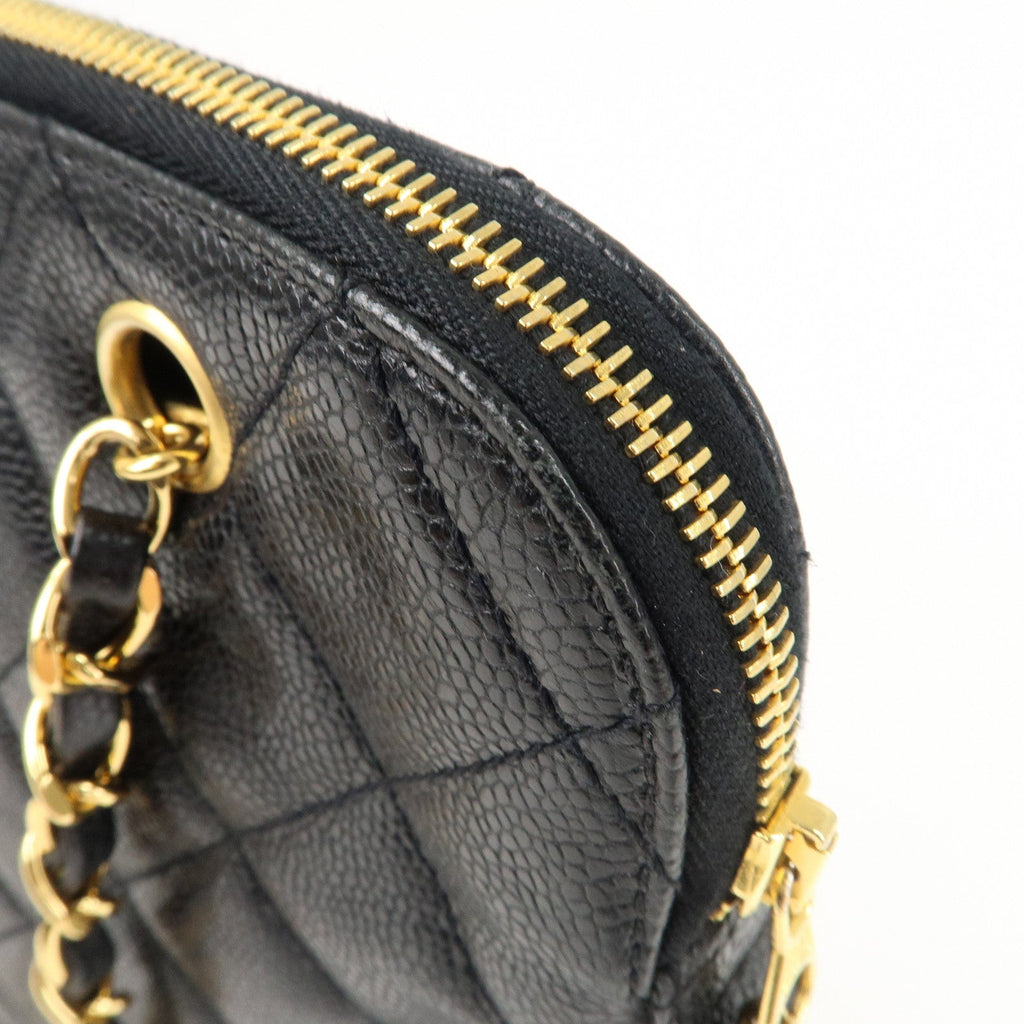 CHANEL Matelasse Caviar Skin Chain Tote Bag Shoulder Bag Black