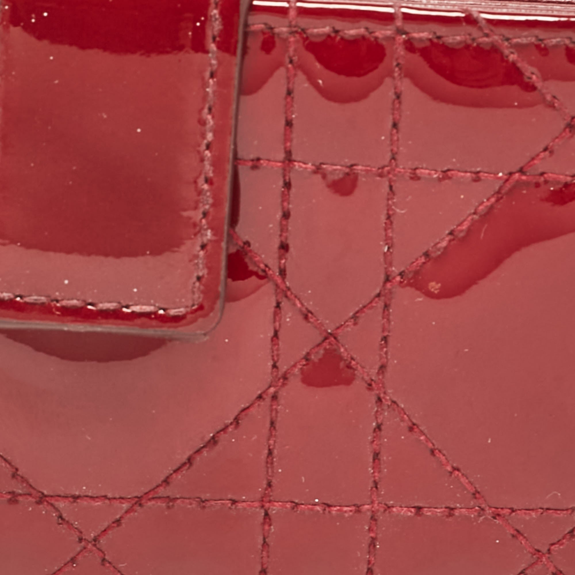 Dior Red Cannage  Leather Jasmine Card Holder